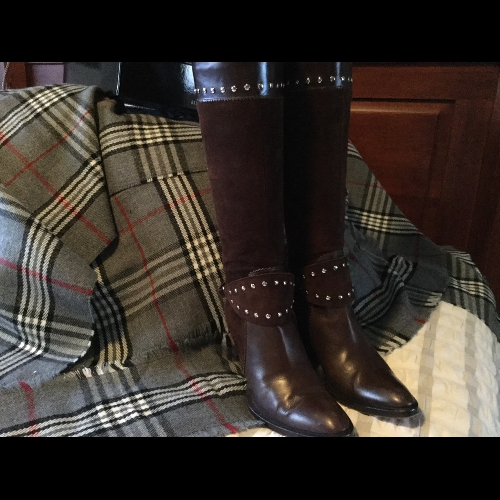 Leather and Suede boots heel boots